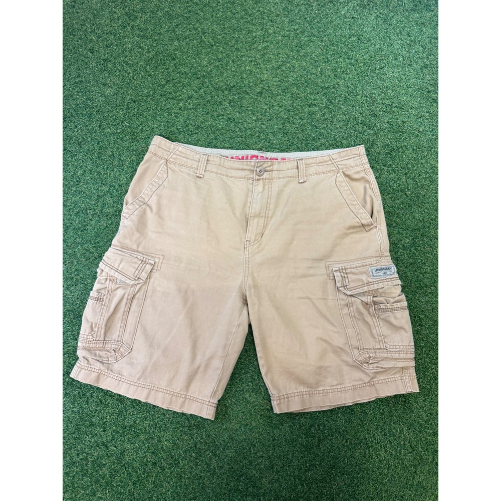 Unionbay Mens Tan Khaki Cargo Shorts Size 40 Cotton Utility Casual Pocketed